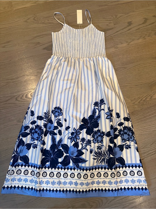 Calypso St. Barth Dresses & Skirts - Calypso St. Barth Blue and White Floral Stripe Maxi Dress